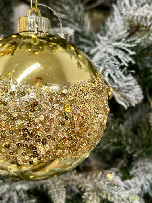 5 Inch Gold Sequin Ball Ornament