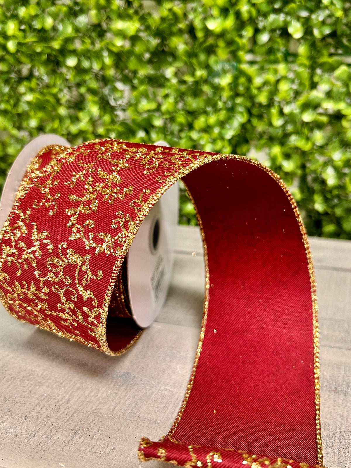 2.5 Inch By 10 Yard Wine And Gold Ribbon