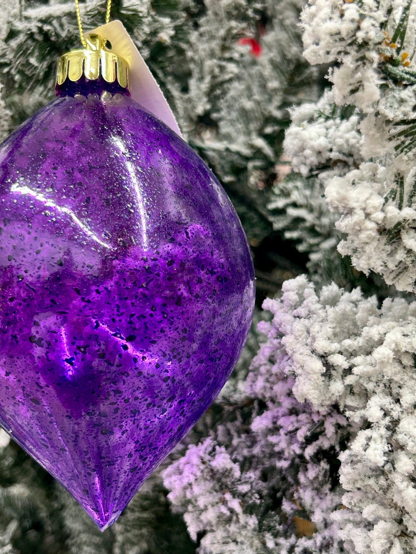 6 Inch Speckle Purple Teardrop Ornament