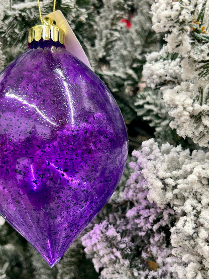 6 Inch Speckle Purple Teardrop Ornament