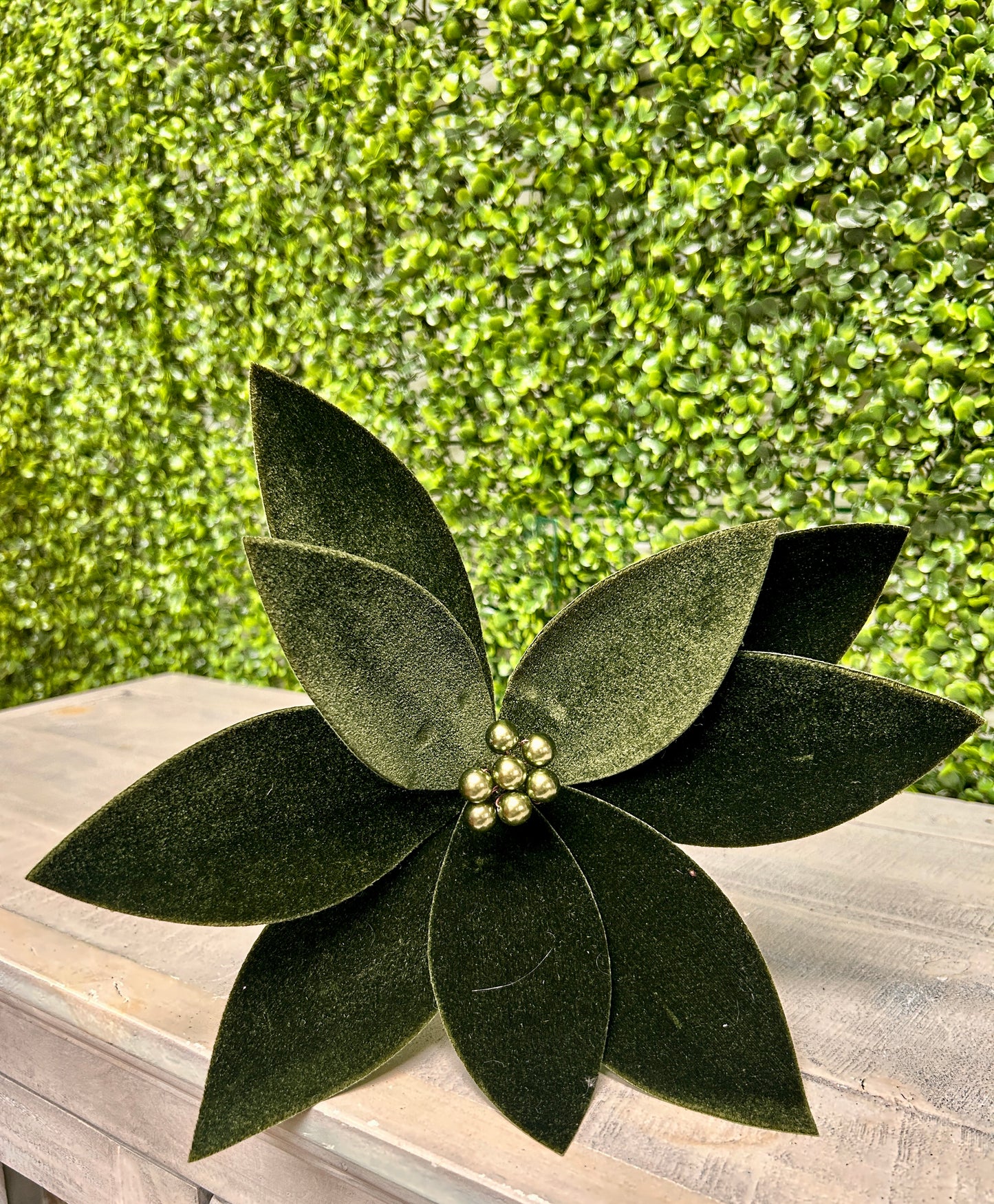 24 Inch Hunter Green Deluxe Velvet Emerald Poinsettia Stem