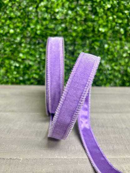 7/8 Inch By 10 Yard Lavender Deluxe Velvet With Satin Backing Ribbon