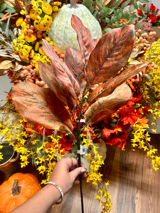 25 Inch Brown Magnolia Leaf Spray