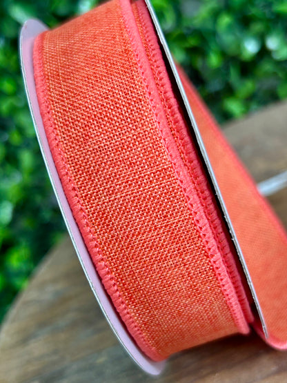 7/8 Inch By 10 Yard Dark Coral Royal Burlap Ribbon
