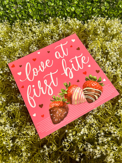 10 Inch Love At First Bite Strawberry Wood Sign