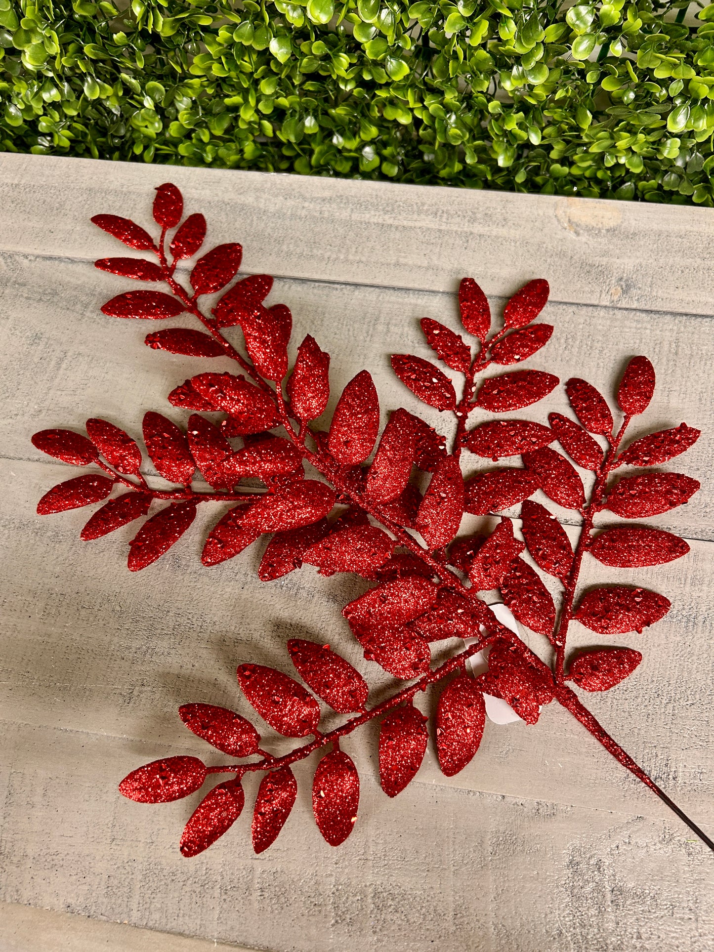 21 Inch Red Glitter Honey Locust Spray
