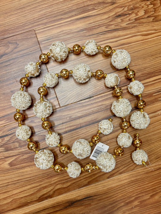 70 Inch Gold And Copper Iced Bead Ball Garland