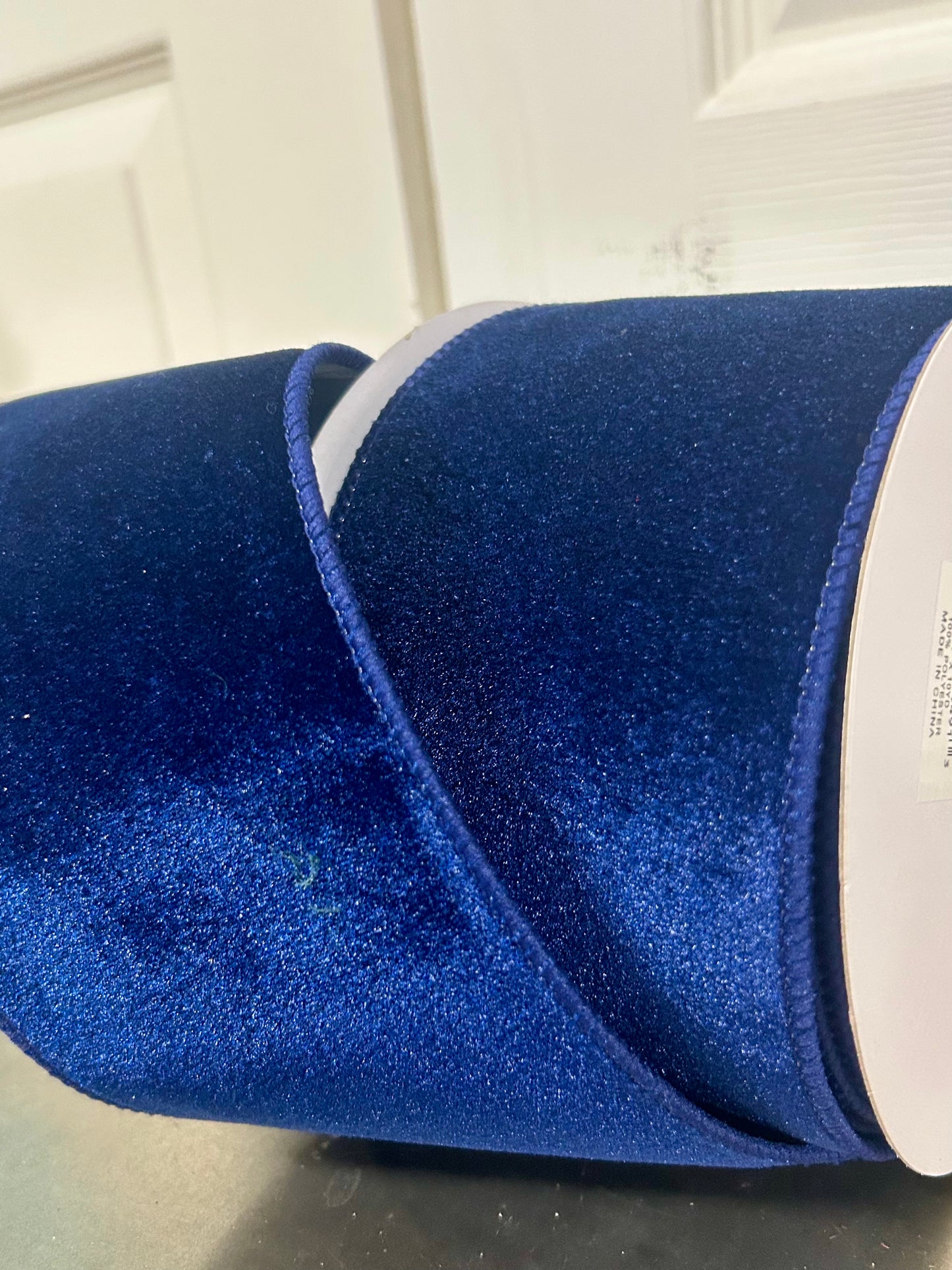 4 Inch By 10 Yard Navy Blue Deluxe Velvet With Satin Backing Ribbon