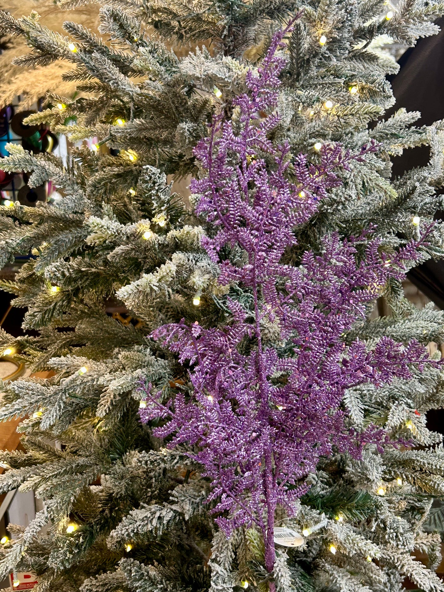 29 Inch Purple Glittered Fern Spray