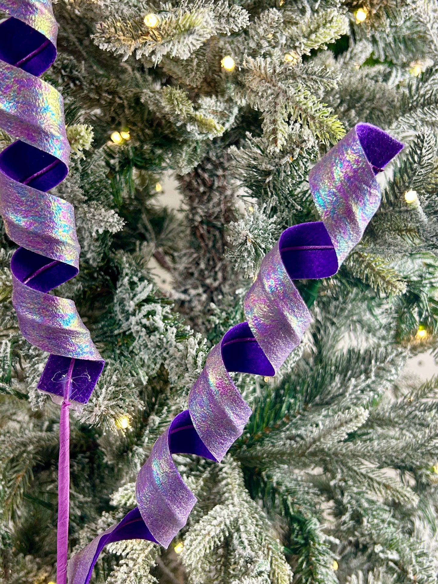 27 Inch Lavender Iridescent Fabric Curl Spray