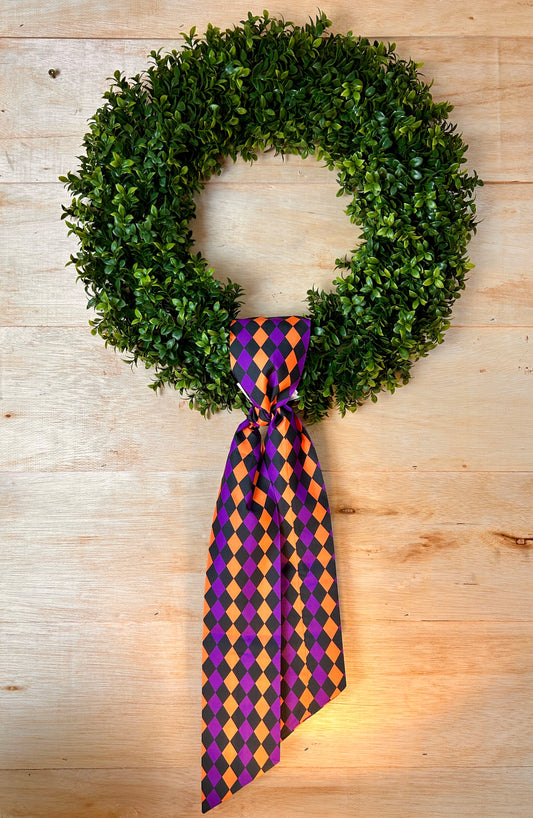 D. Stevens 4 Inch By 56 Inch Purple Orange And Black Harlequin Wreath Sash