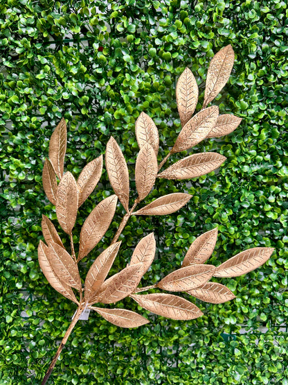 26 Inch Gold Metallic Bay Leaf Spray