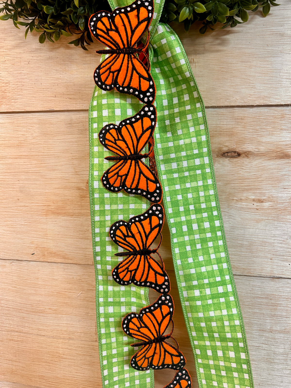 D. Stevens 2.5 Inch By 5 Yards Orange And Black Felt Embroidered Monarch Butterfly Garland