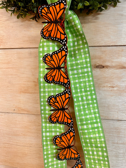 D. Stevens 2.5 Inch By 5 Yards Orange And Black Felt Embroidered Monarch Butterfly Garland