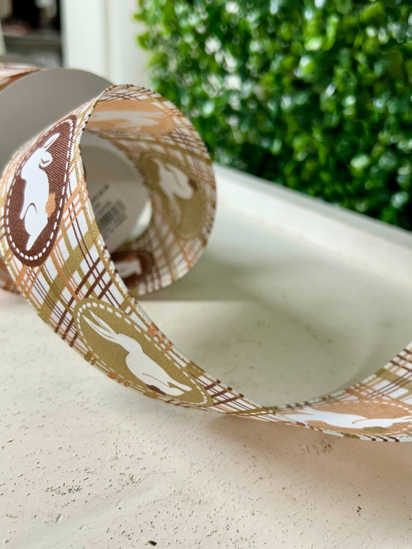 2.5 Inch By 10 Yard Brown Plaid Scrapbook Bunnies Ribbon