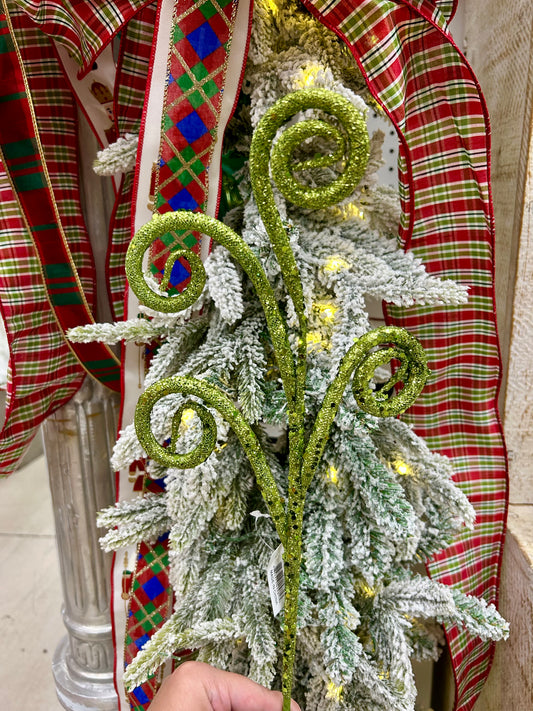 21 Inch Lime Green Glitter Tubing Curl Spray