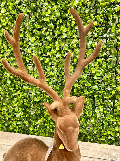 21 Inch Brown Flocked Deer Two Styles