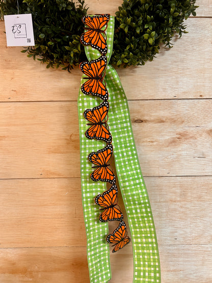 D. Stevens 2.5 Inch By 5 Yards Orange And Black Felt Embroidered Monarch Butterfly Garland