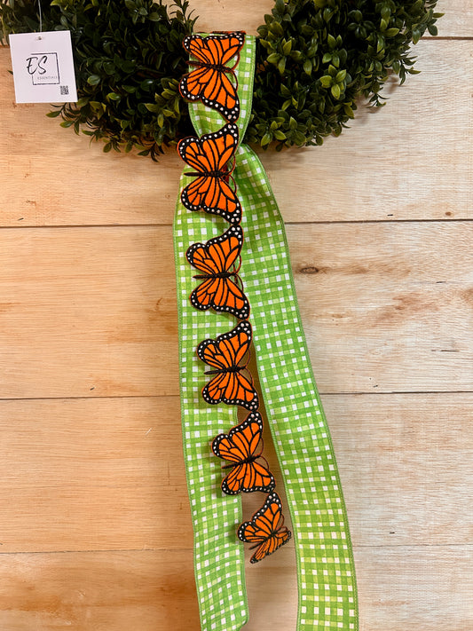 2.5 Inch By 5 Yards Orange And Black Felt Embroidered Monarch Butterfly Garland