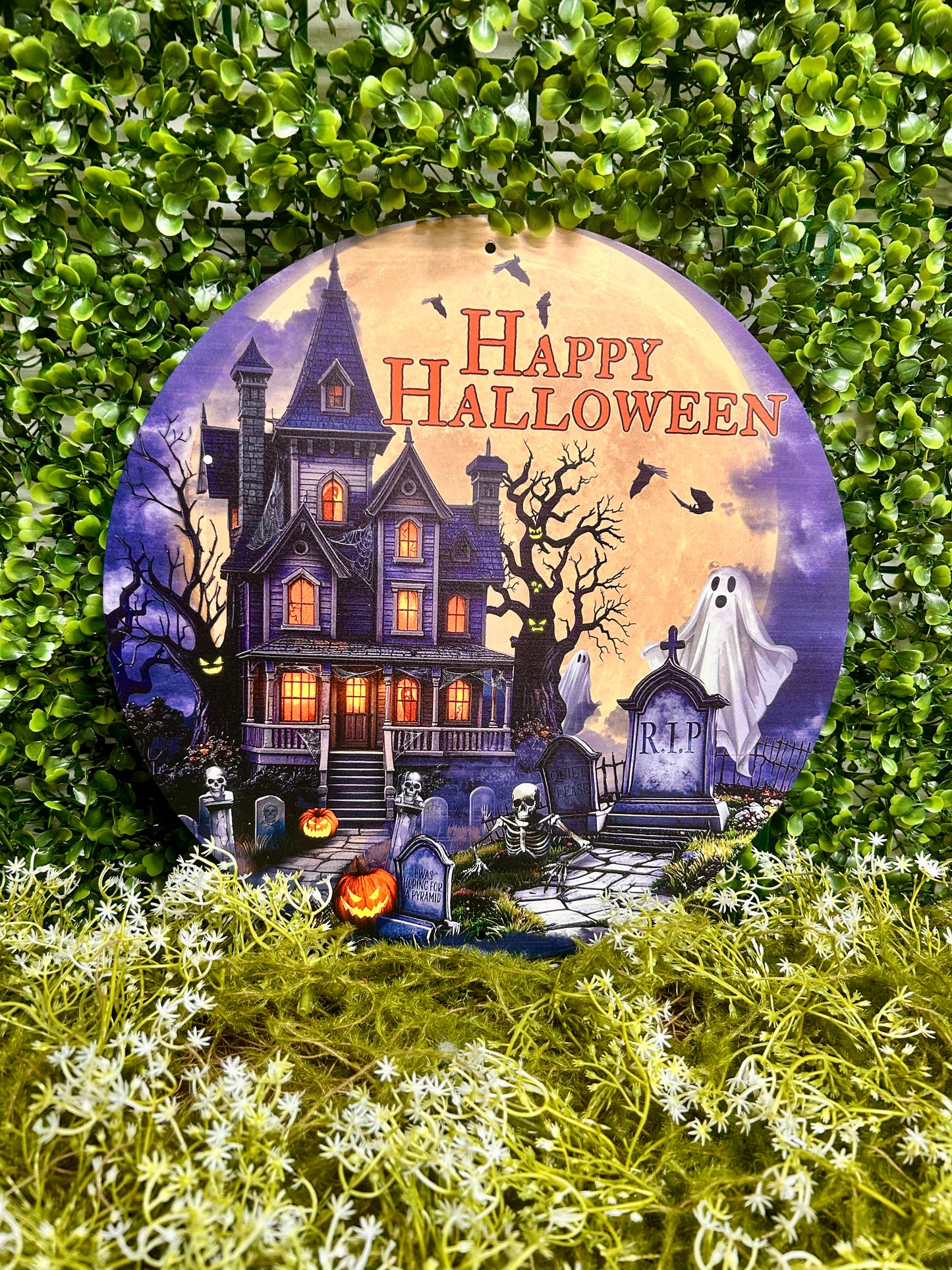 12 Inch Happy Halloween House Metal Sign