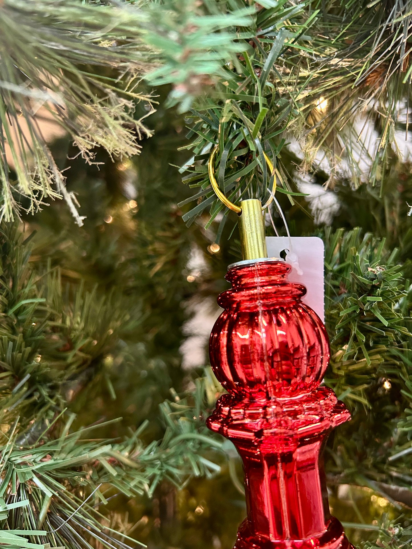 18 Inch Red Diamond Check Finial Ornament