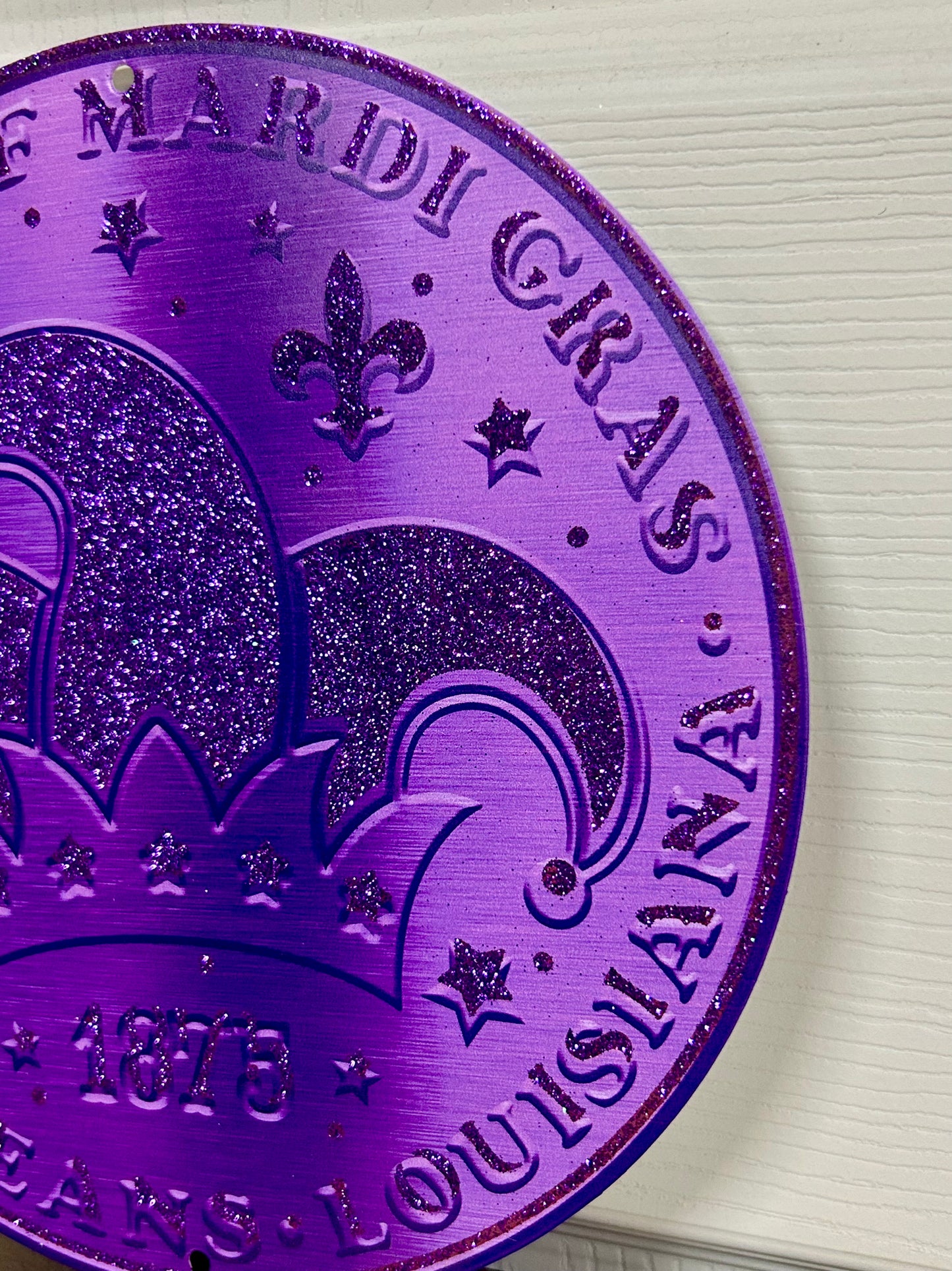 8 Inch Purple Mardi Gras Jester Hat Coin Sign