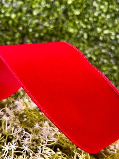 2.5 Inch By 50 Yard Red Indoor Velvet Ribbon