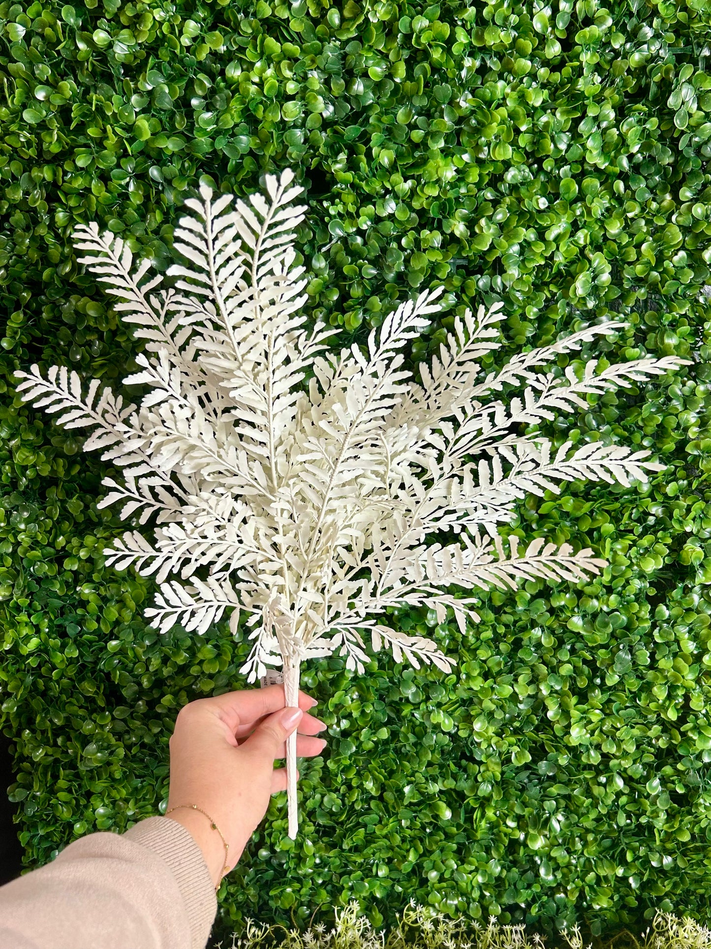 17 Inch White Wild Fern Bush