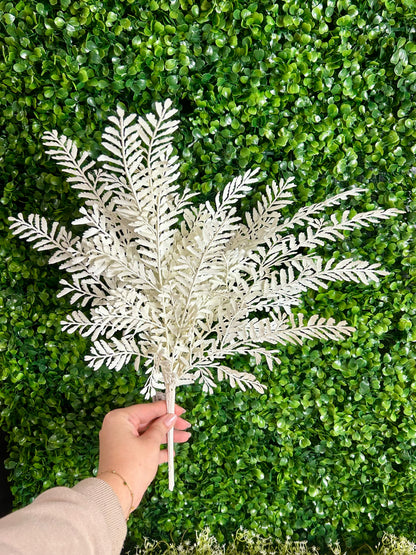 17 Inch White Wild Fern Bush