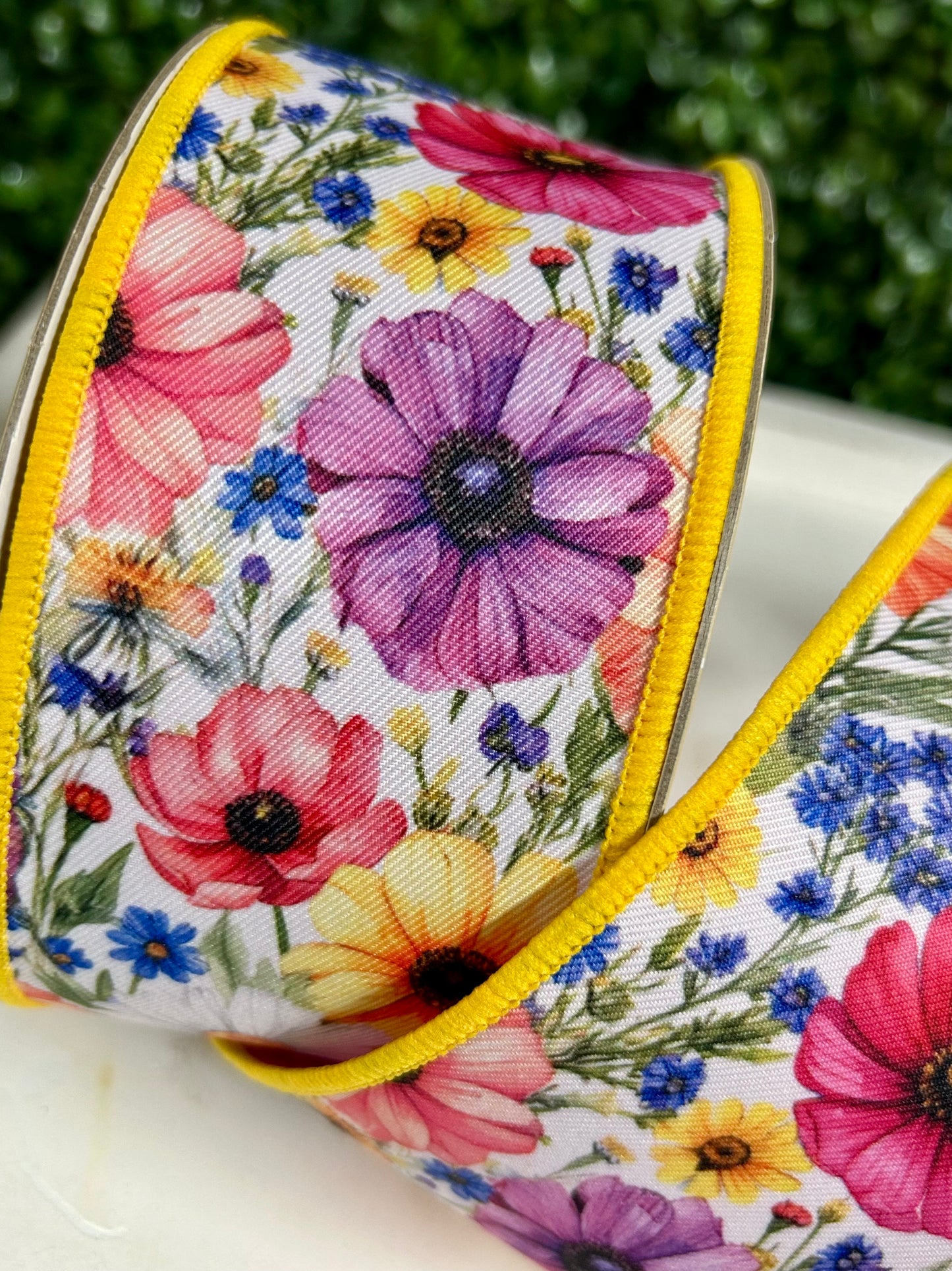 2.5 Inch By 10 Yard Mixed Wildflowers Ribbon