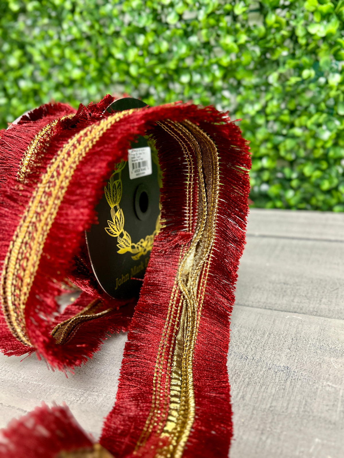 John Mark 2.5 Inch By 10 Yard Burgundy Tassel Fringe Dupioni Ribbon