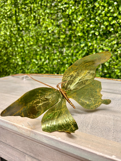 26 Inch Green Metallic Butterfly Spray