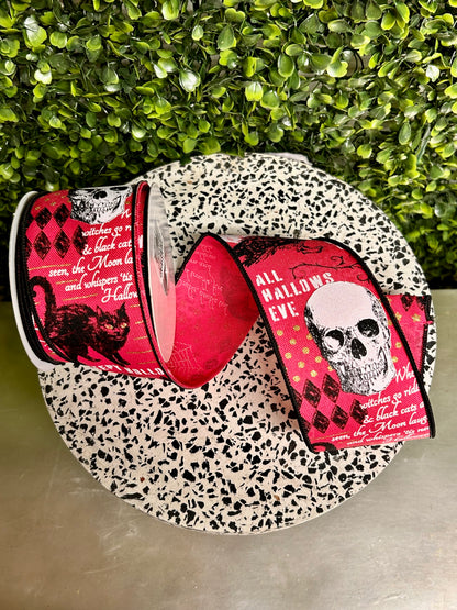 2.5 Inch By 10 Yard Fuchsia Vintage Halloween Ribbon