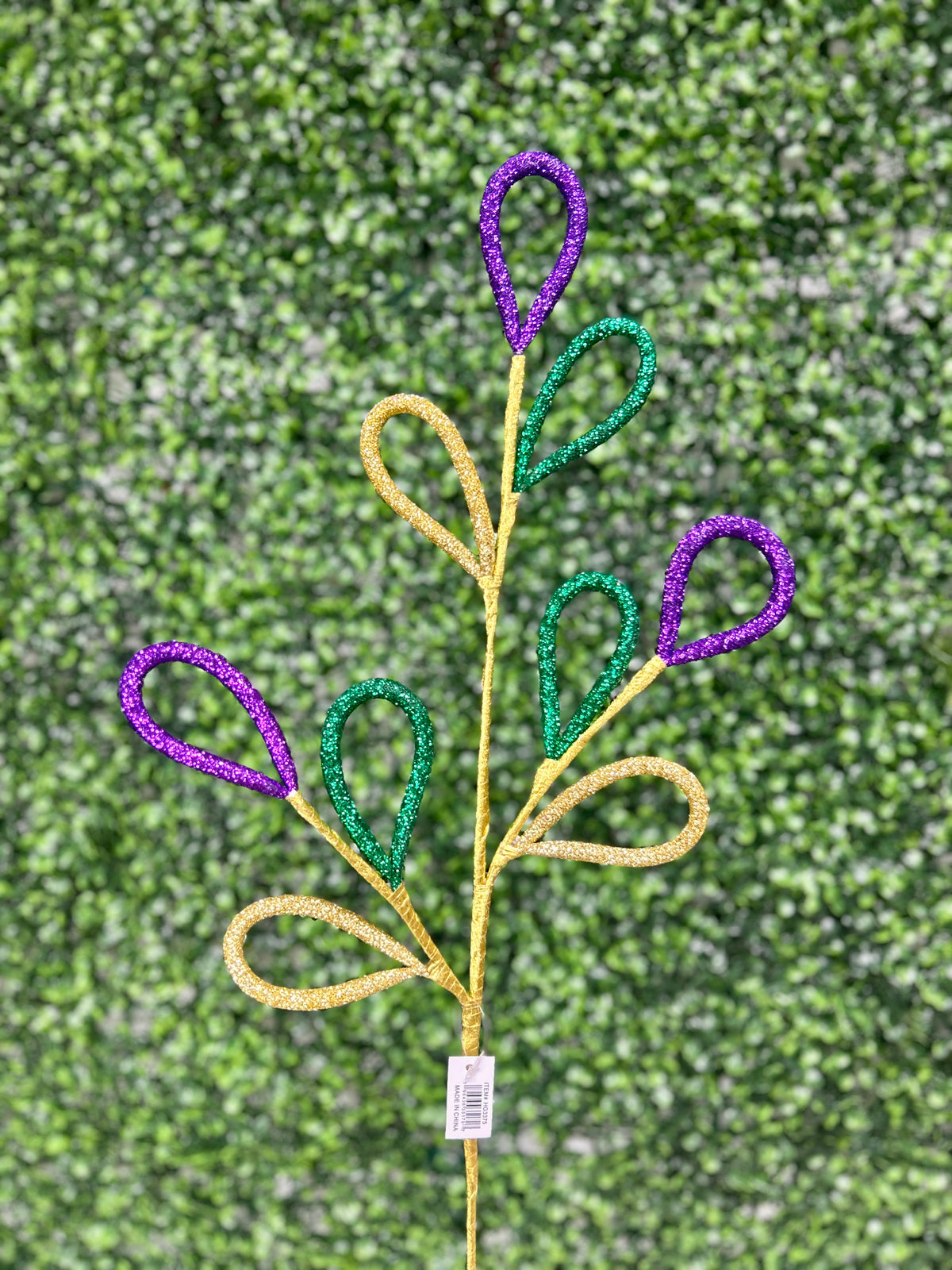 26.5 Inch Mardi Gras Glitter Oval Loop Spray