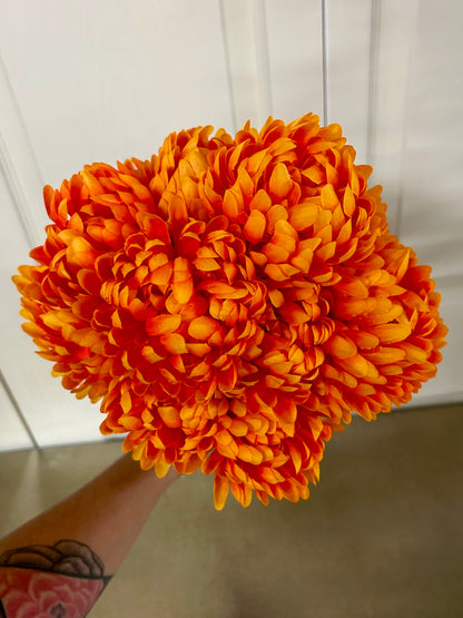 12 Inch Orange Ball Mum Bush