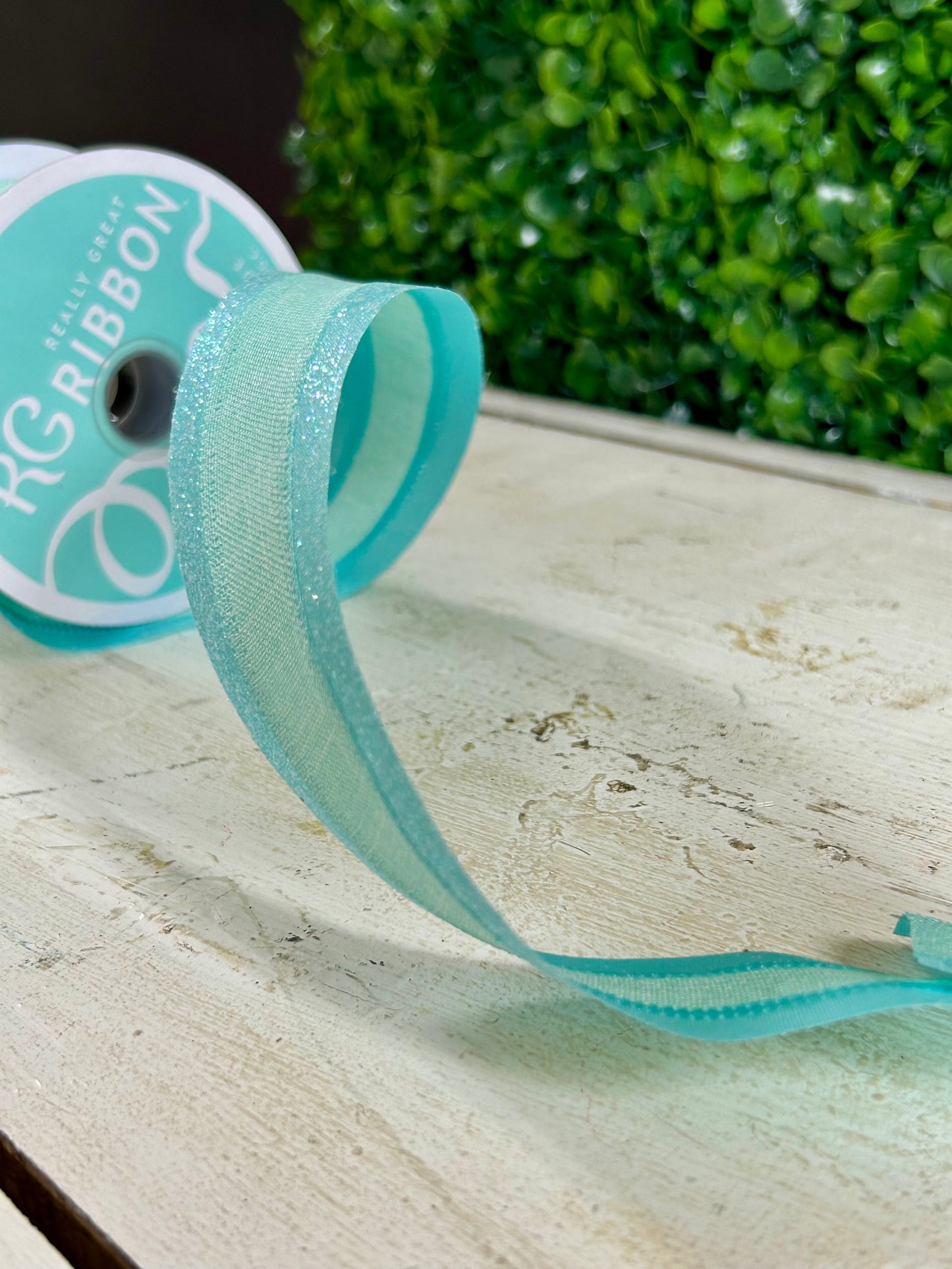 1.5 Inch By 10 Yard Robin Egg Blue Iridescent Royal Burlap Glitter Ribbon