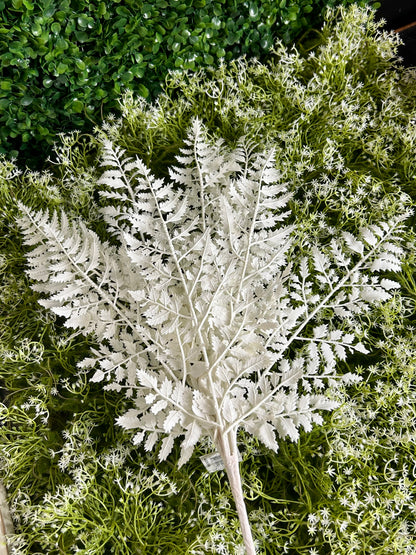 17 Inch White Forest Fern Bush
