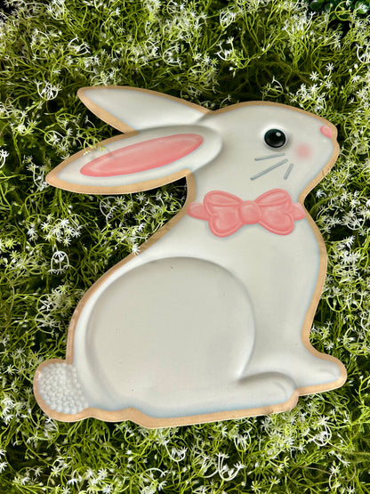 11.5 Inch White Pink And Light Brown Metal Cookie Bunny Sign