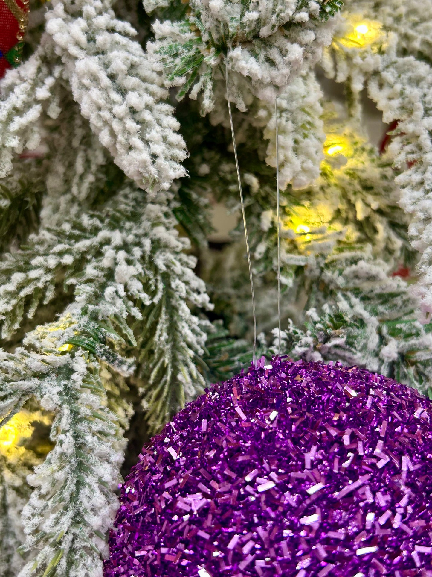 4 Inch Purple Foil Glitter Ball Ornament