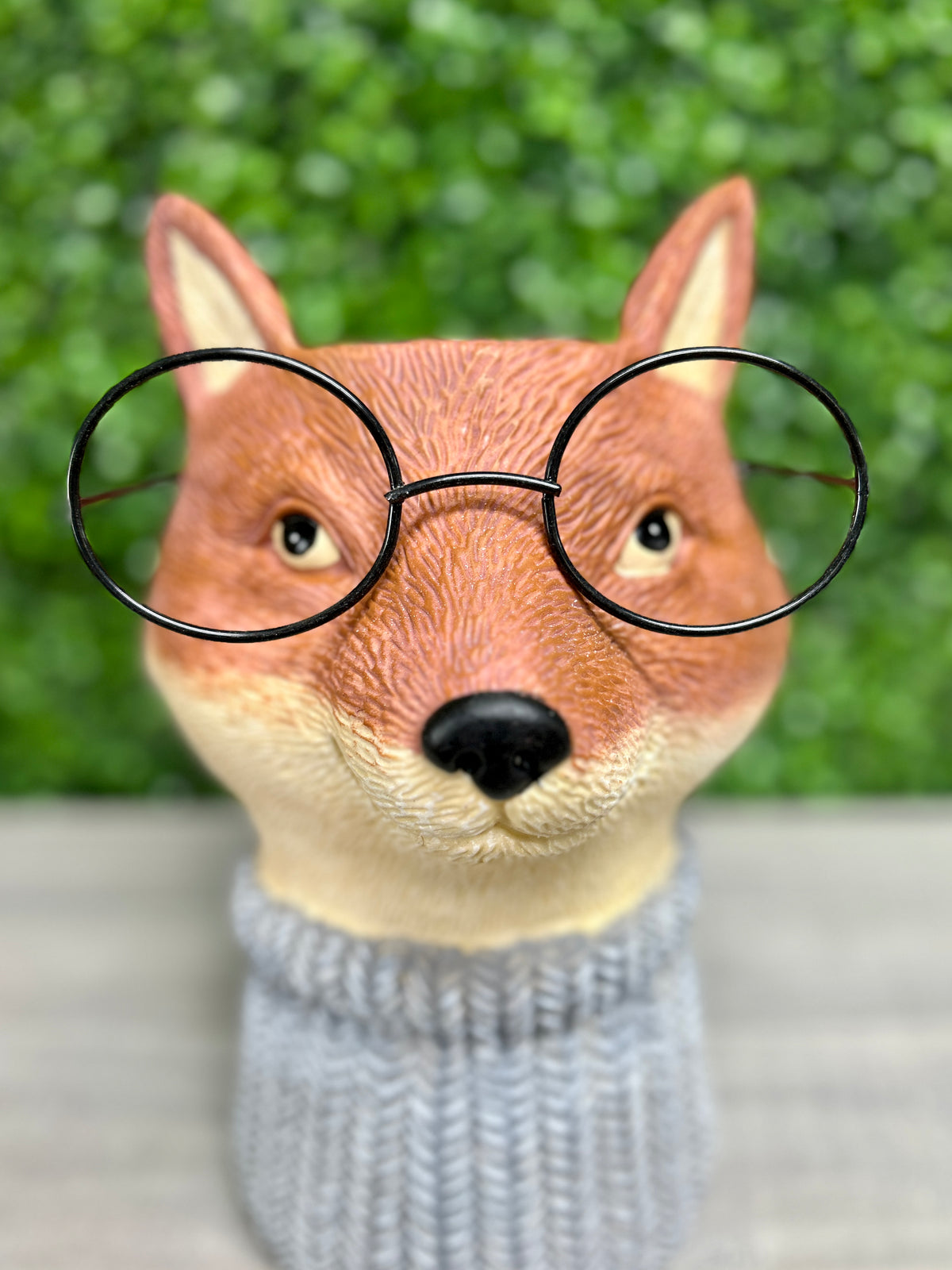 12 Inch Fox With Glasses Ceramic Tabletop Planter Or Vase