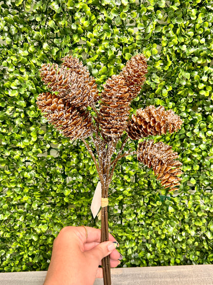 15 Inch Snow Pinecone Bundle