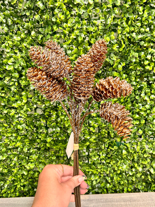15 Inch Snow Pinecone Bundle