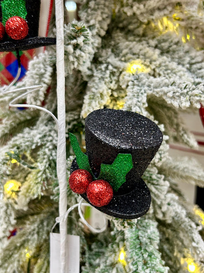 22 Inch Glitter Fabric Top Hat Spray