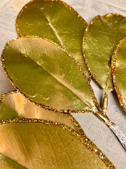 24 Inch Gold Magnolia Leaf Spray