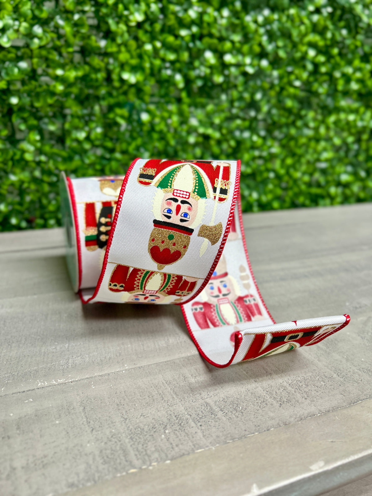 2.5 Inch By 10 Yard Red Gold And White Nutcracker Ribbon