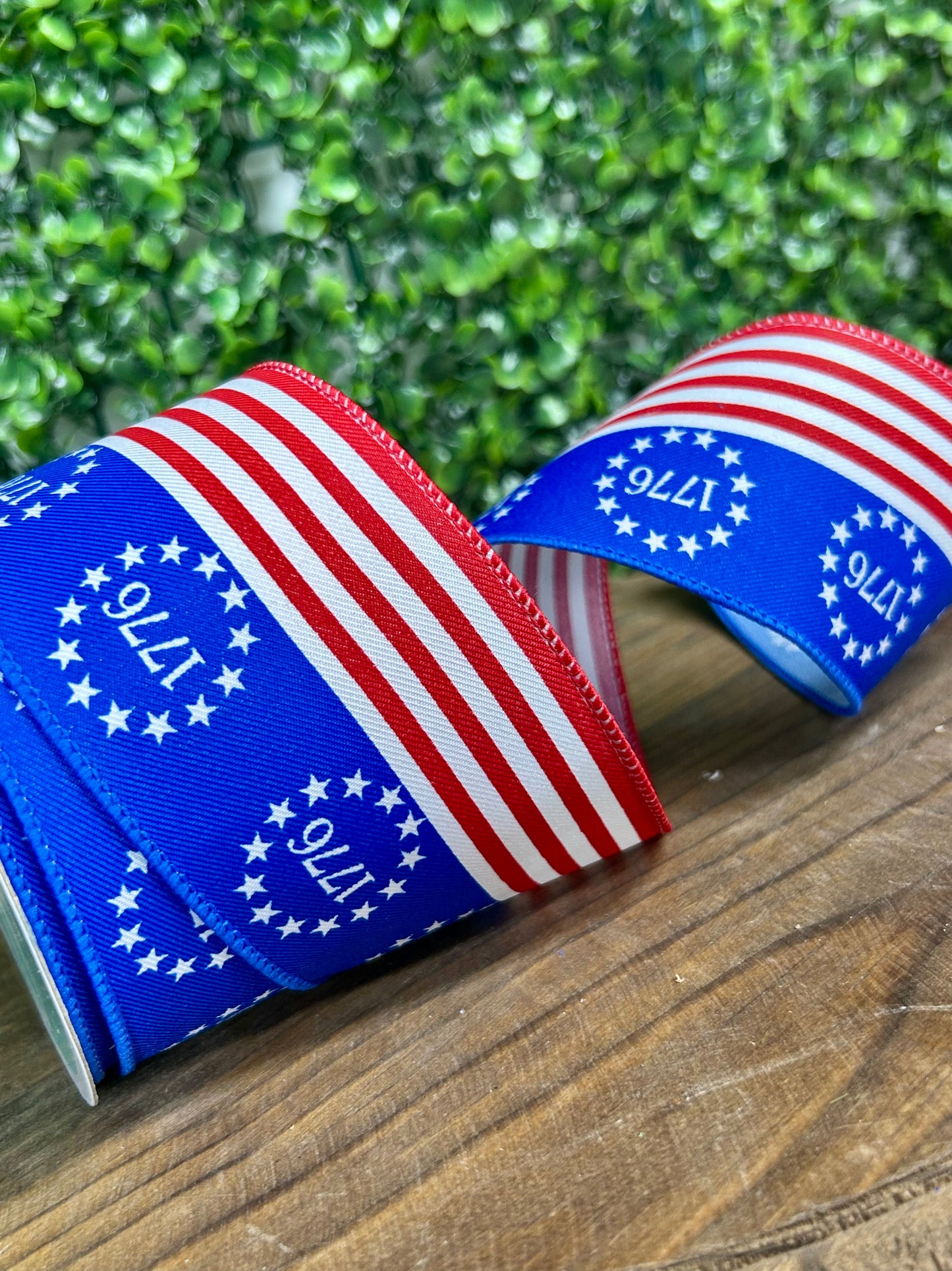 2.5 Inch By 10 Yard Red White And Blue 1776 Stars And Stripes Ribbon