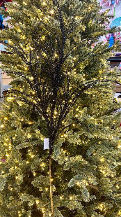32 Inch Black Glitter Pine Spray