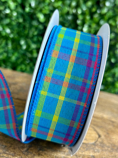 1.5 Inch By 10 Yard Blue Breezeway Plaid Ribbon