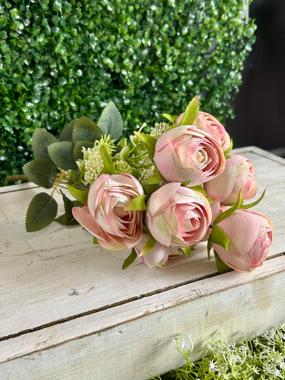 16.5 Inch Light Pink Ranunculus Bush