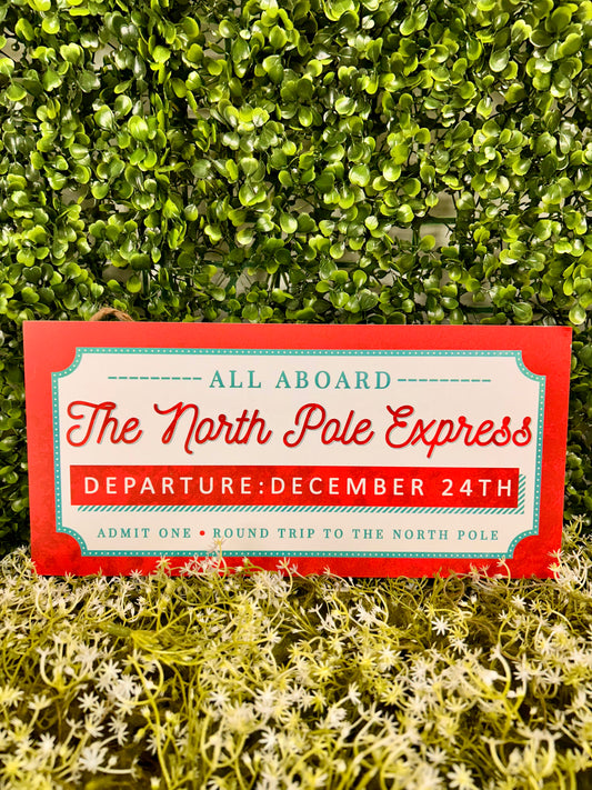 12.5 Inch The North Pole Express Wood Sign
